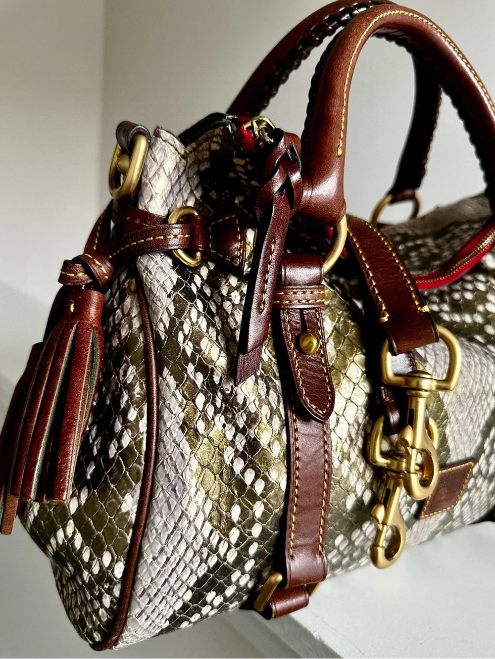 Dooney & Bourke Florentine Satchel Gold Pearl Python LIKE NEW RESERVED for GRACE